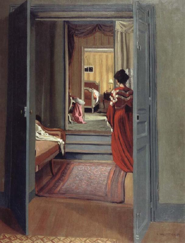 Felix Vallotton Interior with Woman in red oil painting image